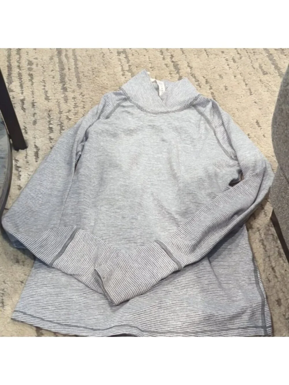 Lululemon Warm Your Core Long Sleeve Tee Tonka Stripe Heathered Slate White